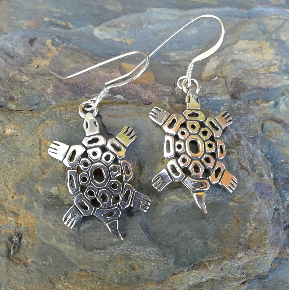 Sterling Silver Turtle Earrings - image 2